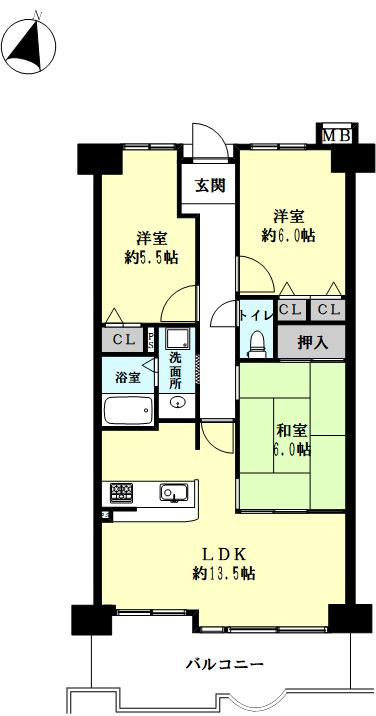 サンシティ朝霧の間取り
