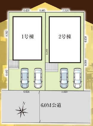糸満市西崎（全2棟）ラスト1号棟の区画図|1号棟　