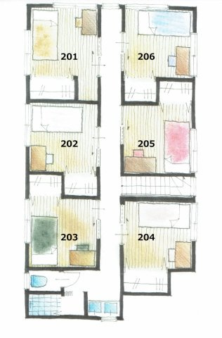 にゃんこハウス西早稲田の間取り|１階には４戸、２階は６戸の個室があり、インターネットを無料で使用できます。
