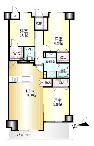 ローレルコート桜井の間取り|3LDK 専有面積:70.43㎡
