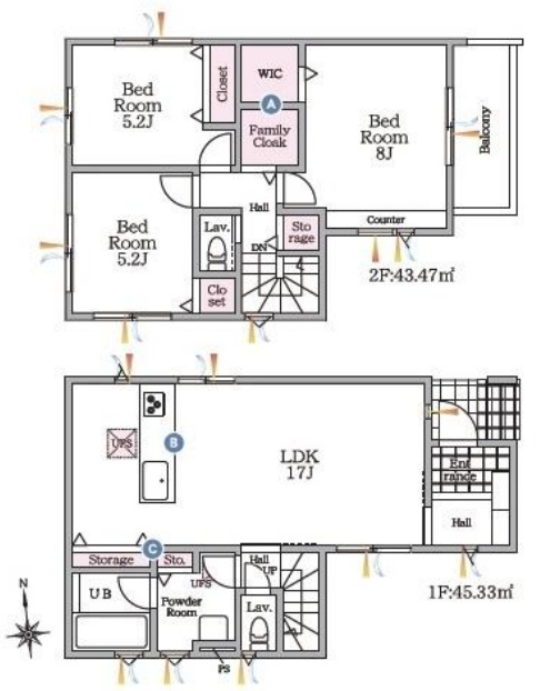 尼崎市南武庫之荘　第2期　新築一戸建ての間取り