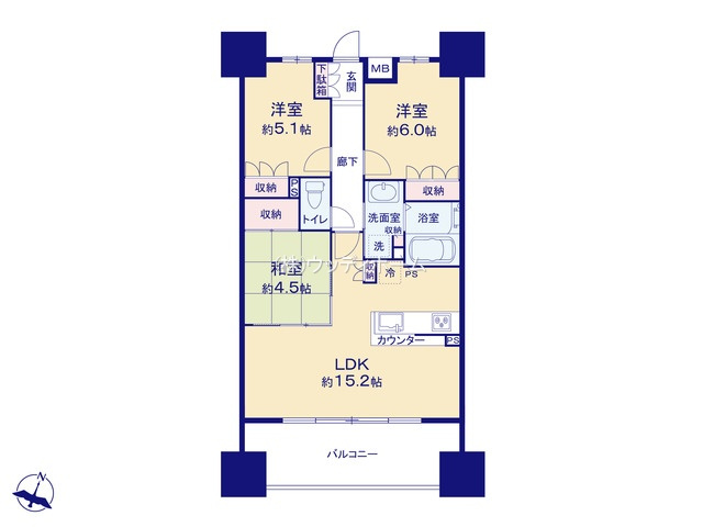 ザ・パークハウス越谷　中古マンションの間取り