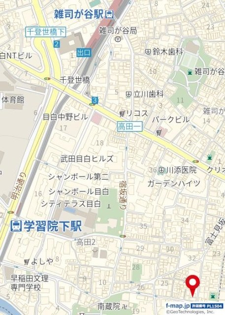 ルーブル西早稲田の地図