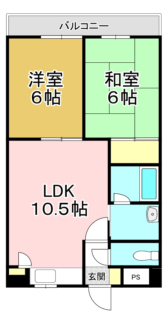 直方市古町の賃貸マンションの間取り