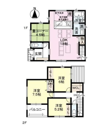 福岡市東区舞松原5丁目第1-4棟（1号棟）　の間取り|全居室収納付きで便利です。