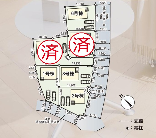 那珂市瓜連第14　新築戸建　6号棟の区画図