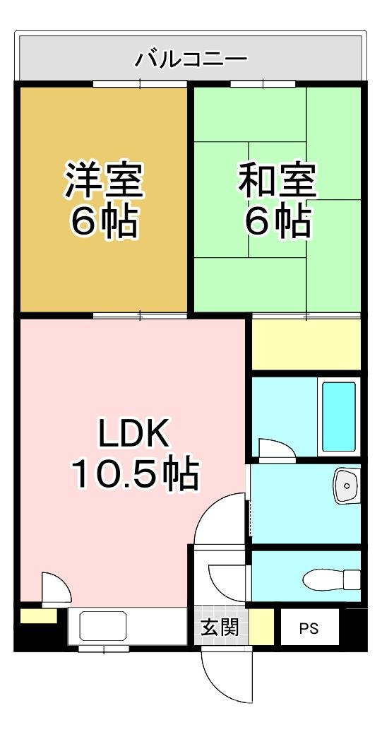 直方市古町の賃貸マンションの間取り