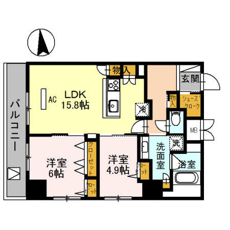 吹田市広芝町の賃貸マンションの間取り