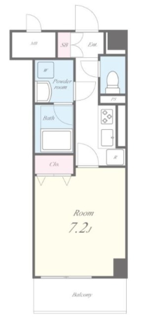 ベルヴィル氷川の杜の間取り|１Kタイプのお部屋です☆