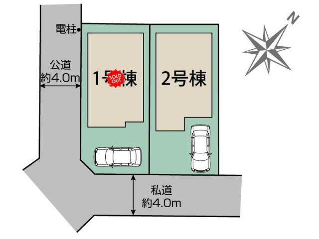 ブルーミングガーデン　柏市逆井４丁目２棟／１期２号棟の区画図|柏市逆井4丁目2棟区画図