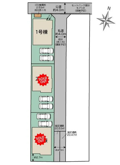 蓮田市関山3丁目全3棟　1号棟の区画図