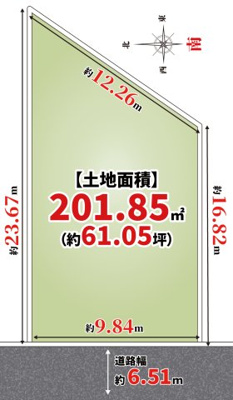 【区画図】 | パークタウン弥生が丘町　建築条件無し売土地♪ | 【区画図】
土地60坪以上♪
前面道路約6.51ｍ♪