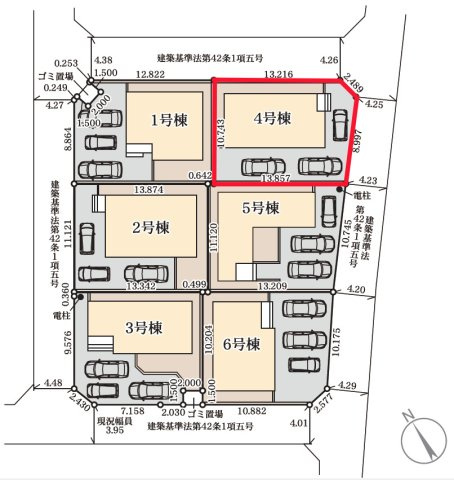 【区画図】 | Livele Garden.S　森合第4　4号棟 | 駐車スペース3台可