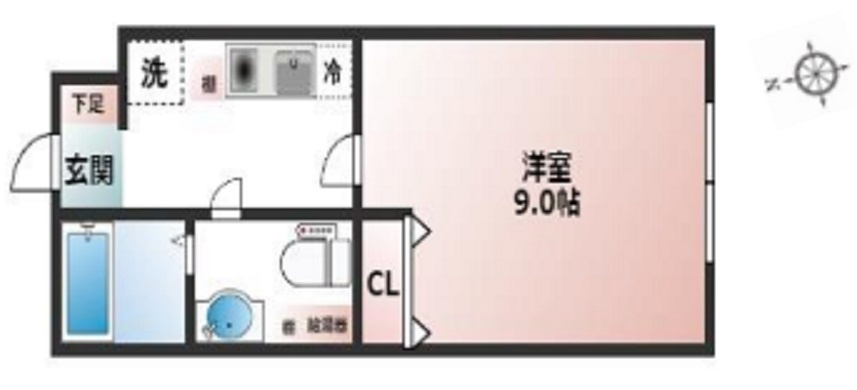 FABRIC武蔵新田（ファブリックの間取り|1K洋室9帖バストイレ別独立洗面台！