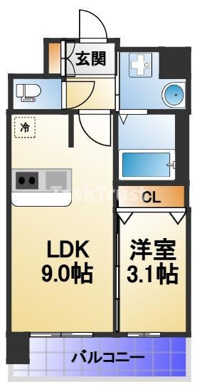 【間取り】 | プレサンス京橋GREEN YARDアルミラ