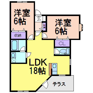 ベイリーフBの間取り|人気の2LDKです。ご家族での入居に最適です。