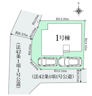 「南西角地の平屋」高知市瀬戸西町2期1棟　新築一戸建ての区画図|2面が公道に面した恵まれた敷地。見通し良好な角地で、子育て世帯も安心の住環境♪