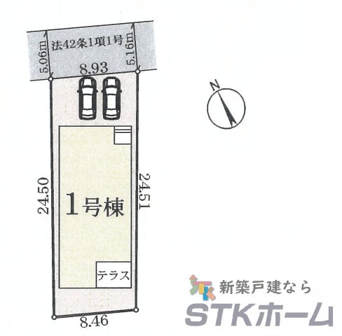 仲介手数料無料　上尾市平方1366-4　新築戸建　全１棟の区画図