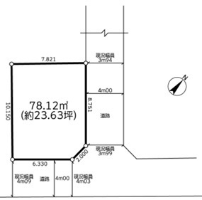 川越市脇田新町　建築条件なし売地　東武東上線『川越駅』徒歩12分　【大塚小学区】の区画図