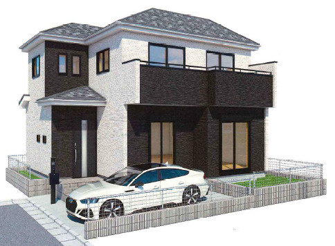 草加市原町2丁目 新築分譲住宅の外観パース