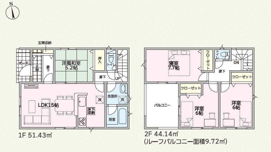 クレイドルガーデン読谷村大湾　第２・１号棟の間取り|４LDK