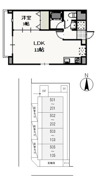 フォンティーヌ弓之町の間取り