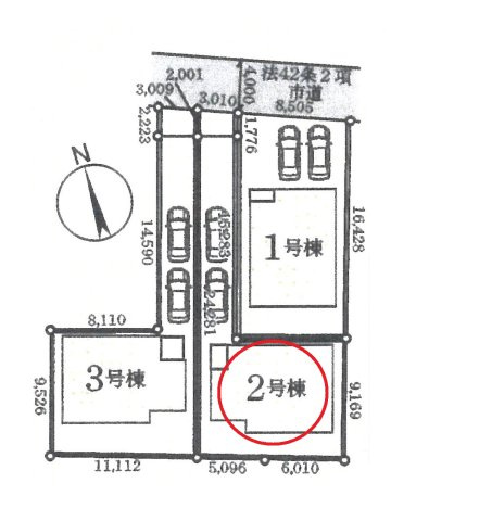 仲介手数料無料　上尾市平方1663-2　新築戸建　全３棟の区画図