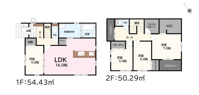 福津市西福間1丁目第7-1棟（1号棟）の間取り