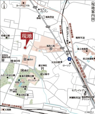 【地図】 | Livele Garden.S　森合第4　6号棟 | 福島交通飯坂線「美術館図書館前」駅徒歩11分
