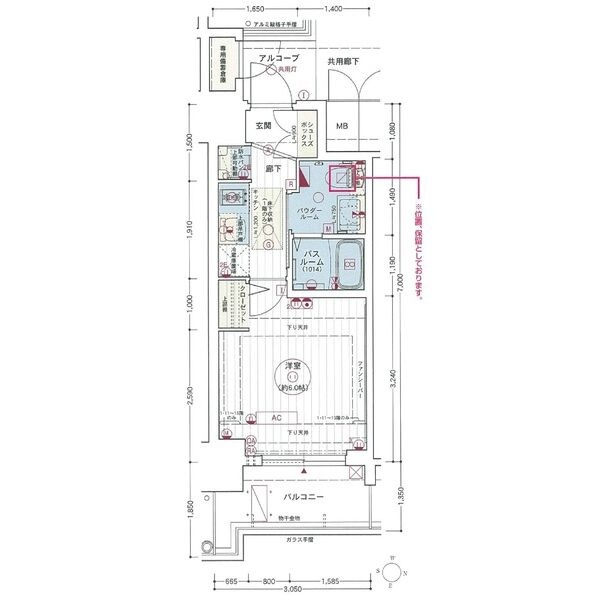 名古屋市中区新栄２丁目の賃貸マンションの間取り