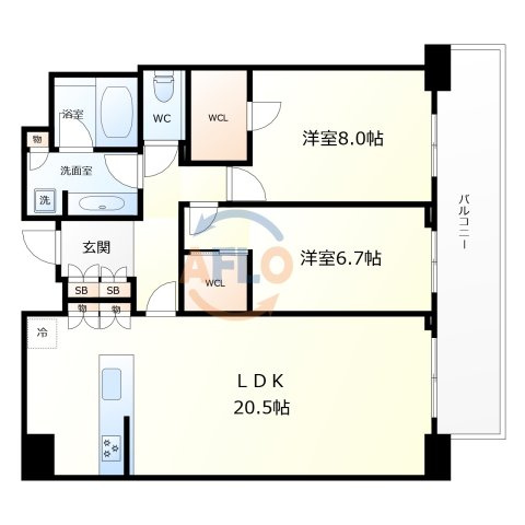 グランドメゾン新梅田タワー THE CLUB RESIDENCE　大淀小学校区の間取り|グランドメゾン新梅田タワー THE CLUB RESIDENCE　開放感ある間取り