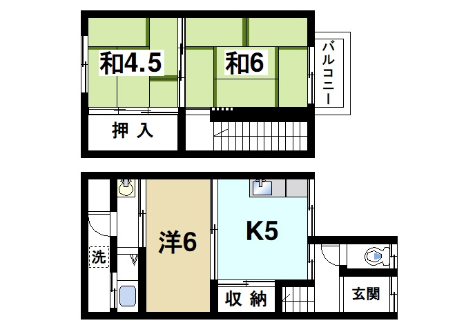 奈良市南紀寺町2丁目貸家の間取り
