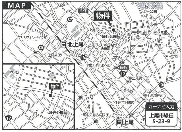 仲介手数料無料　上尾緑丘5丁目23-9　新築戸建　全２棟の地図|上尾市緑丘５丁目23-9付近
