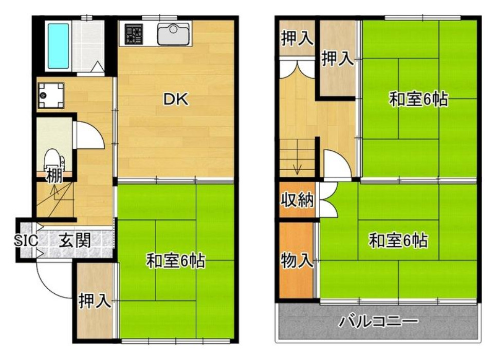 東淀川区下新庄４丁目　中古戸建の間取り
