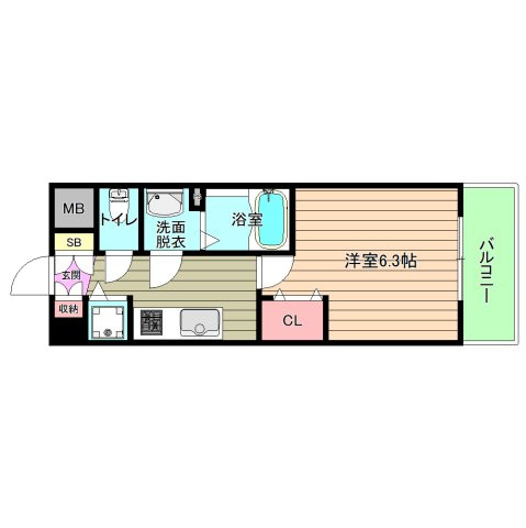 大阪市都島区東野田町１丁目の賃貸マンションの間取り
