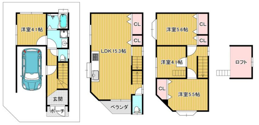 東淀川区上新庄２丁目　中古戸建の間取り