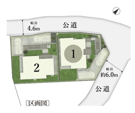 開放感ある眺望　2階キッチン　ルーフバルコニーのある3LDKの区画図|1号棟