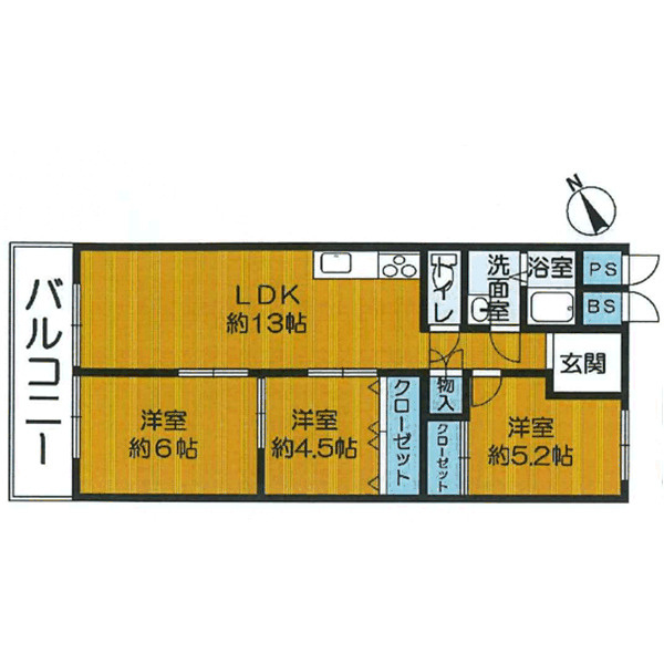 ニューライフ白川台　B棟の間取り