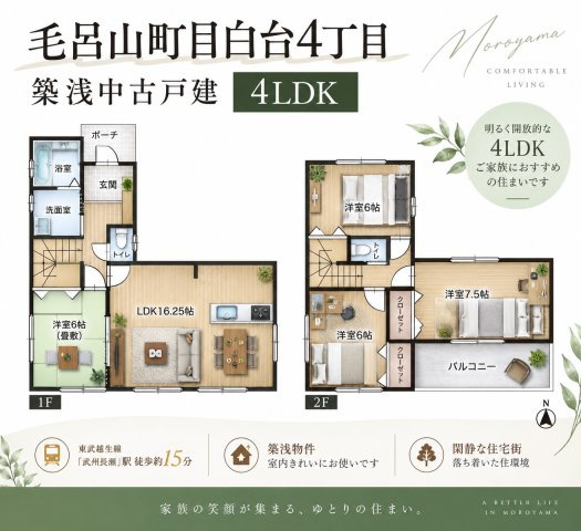 築浅で水廻りの綺麗な中古戸建♪毛呂山町目白台の間取り