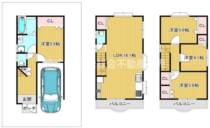 横小路町5丁目中古戸建の間取り|家族の時間・個々の時間を大事にできる造りです！
