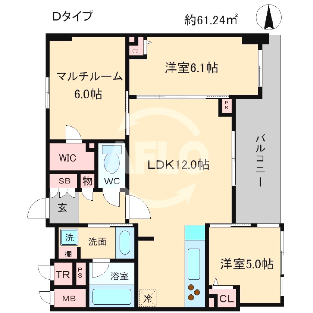 エステムプラザ梅田の間取り|エステムプラザ梅田　間取り（反転タイプ）