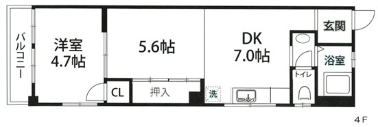 神戸市灘区水道筋４丁目の賃貸マンションの間取り