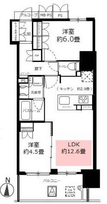 神戸市中央区海岸通１丁目の賃貸マンションの間取り