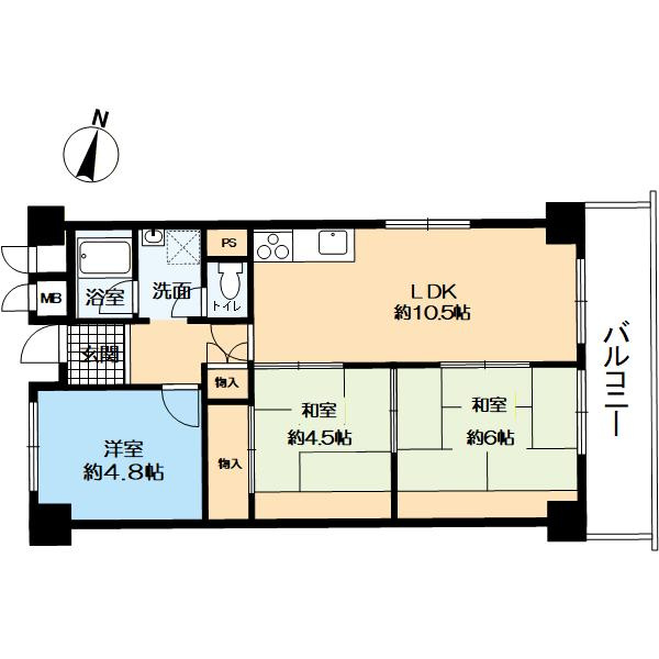 杉谷パークマンションの間取り|３LDK　価格2580万　専有面積62.32㎡　リフォーム済みのお部屋です。