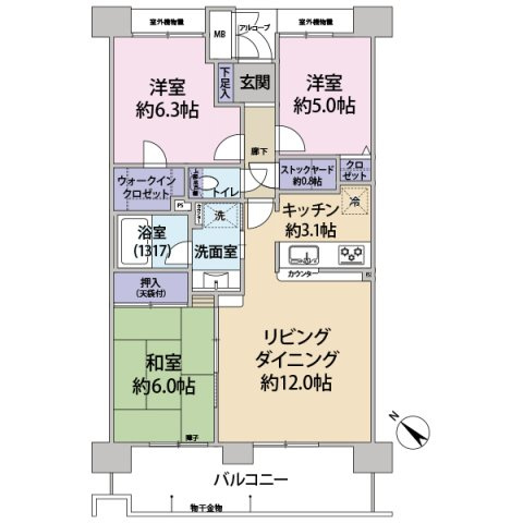 ☆３LDK　ペット飼育可（規約有）☆
1階エントランスに入るとすぐに別途専用トランクルーム（約0.6㎡）がございます。
