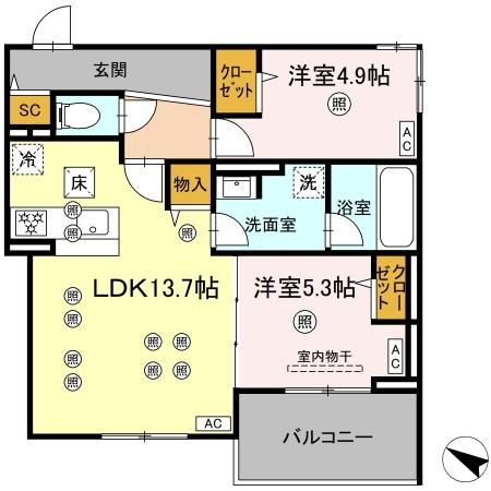 GrandValley博多の間取り|使いやすい間取りです。