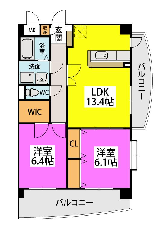 グリシーヌ空港の間取り|使いやすい間取りです。