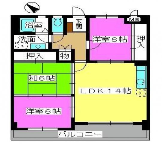 サンビィーム吉塚の間取り|使いやすい間取りです。