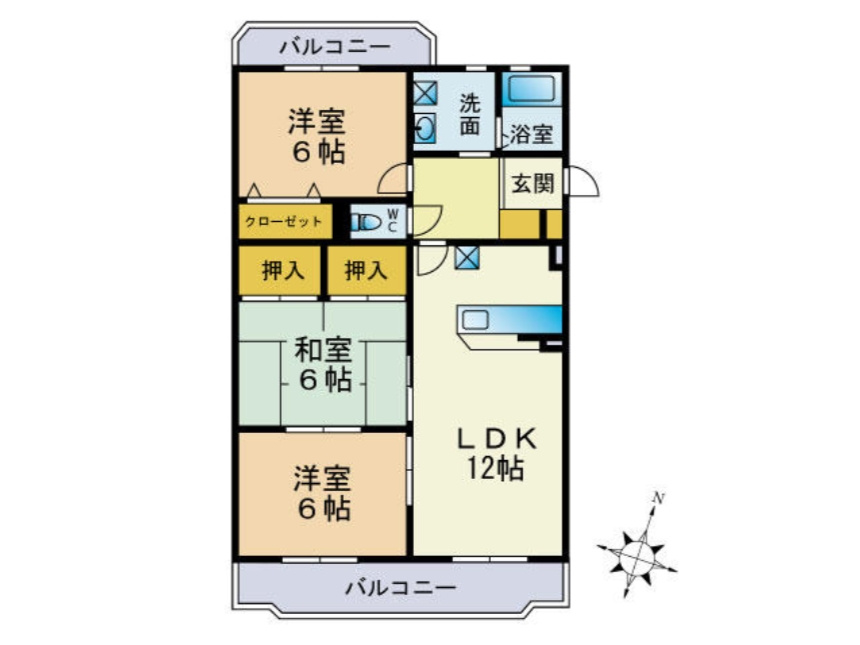 グランデージ空港南の間取り|使いやすい間取りです。