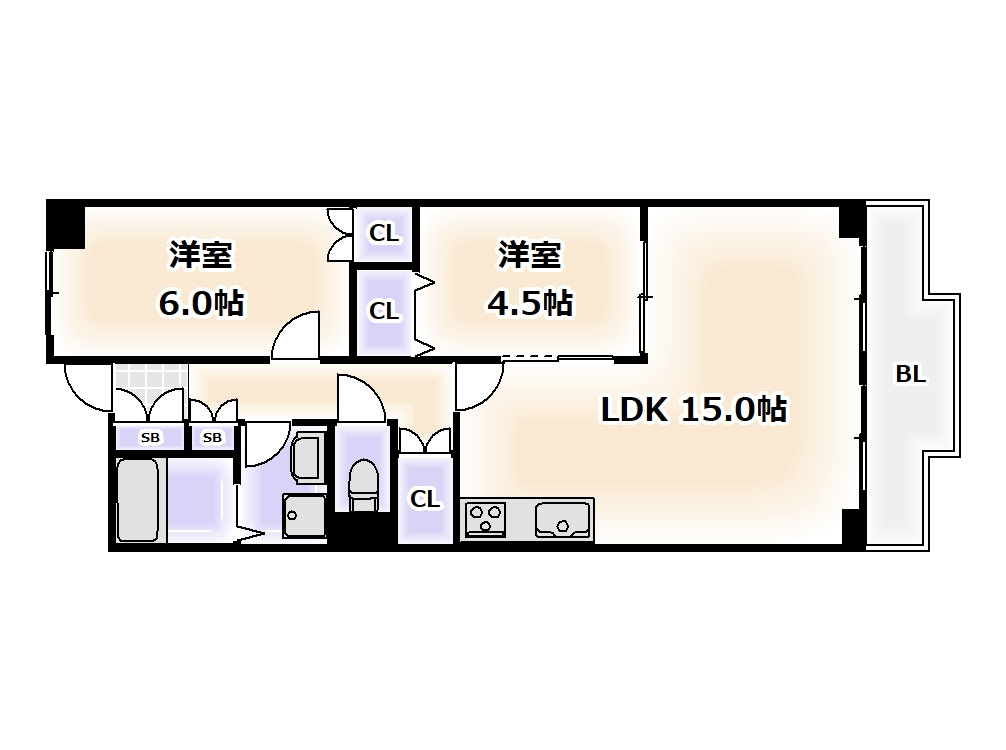 リバージュ住吉の間取り
